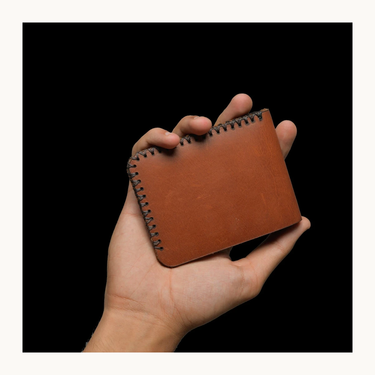 Hand-Stitched Whipstitch Cognac Leather Bifold