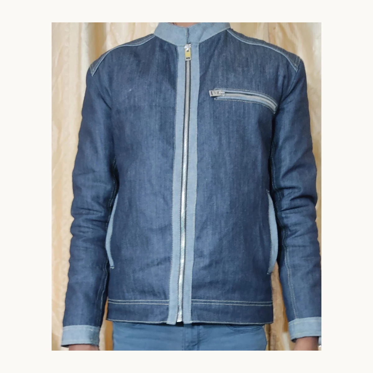 [TLS-JKT-01-XS] Raw Selvedge Denim Moto Jacket (Extra Small (XS))