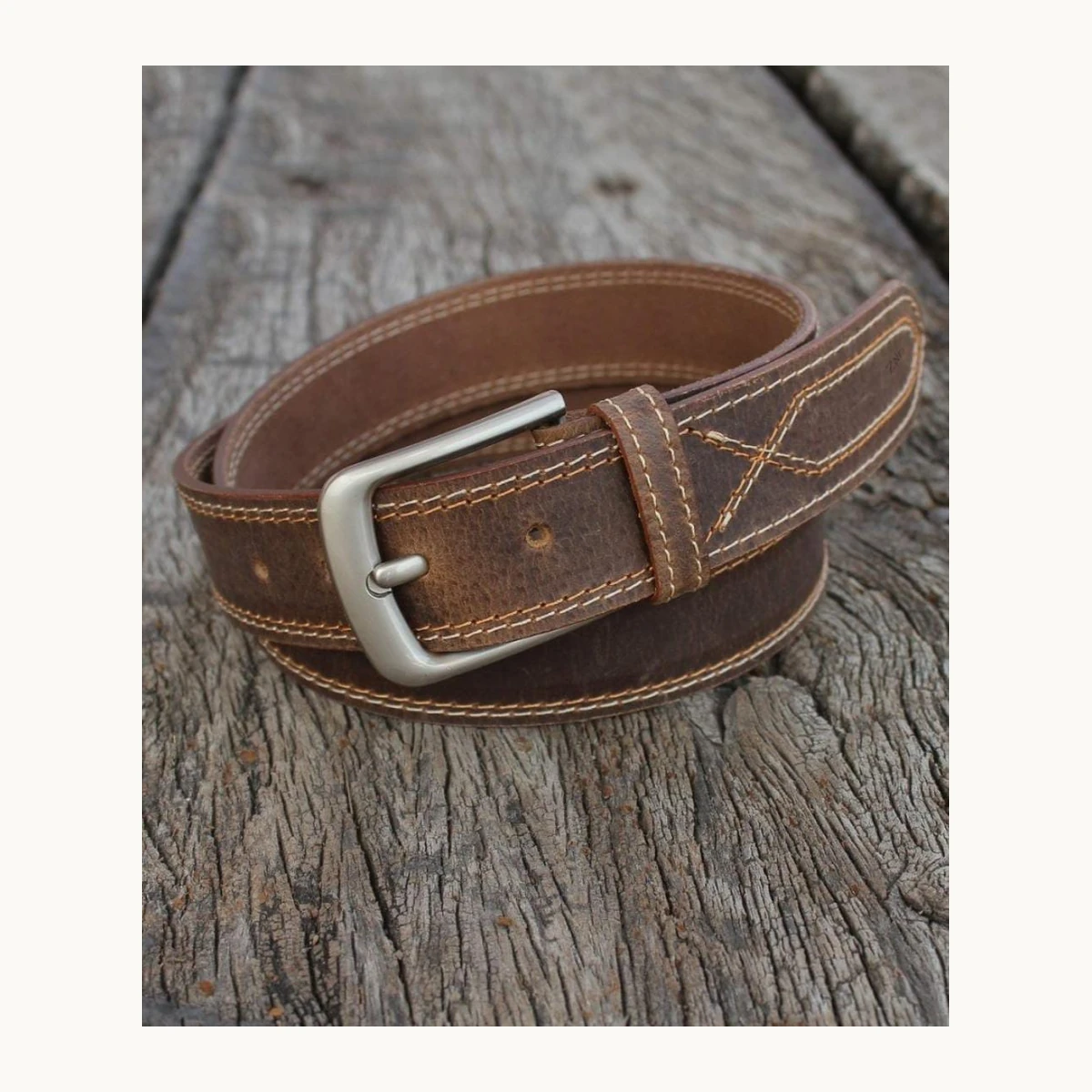 [TLS-BLT-02-32] Rugged Distressed Full-Grain Leather Casual Belt (Size 32)