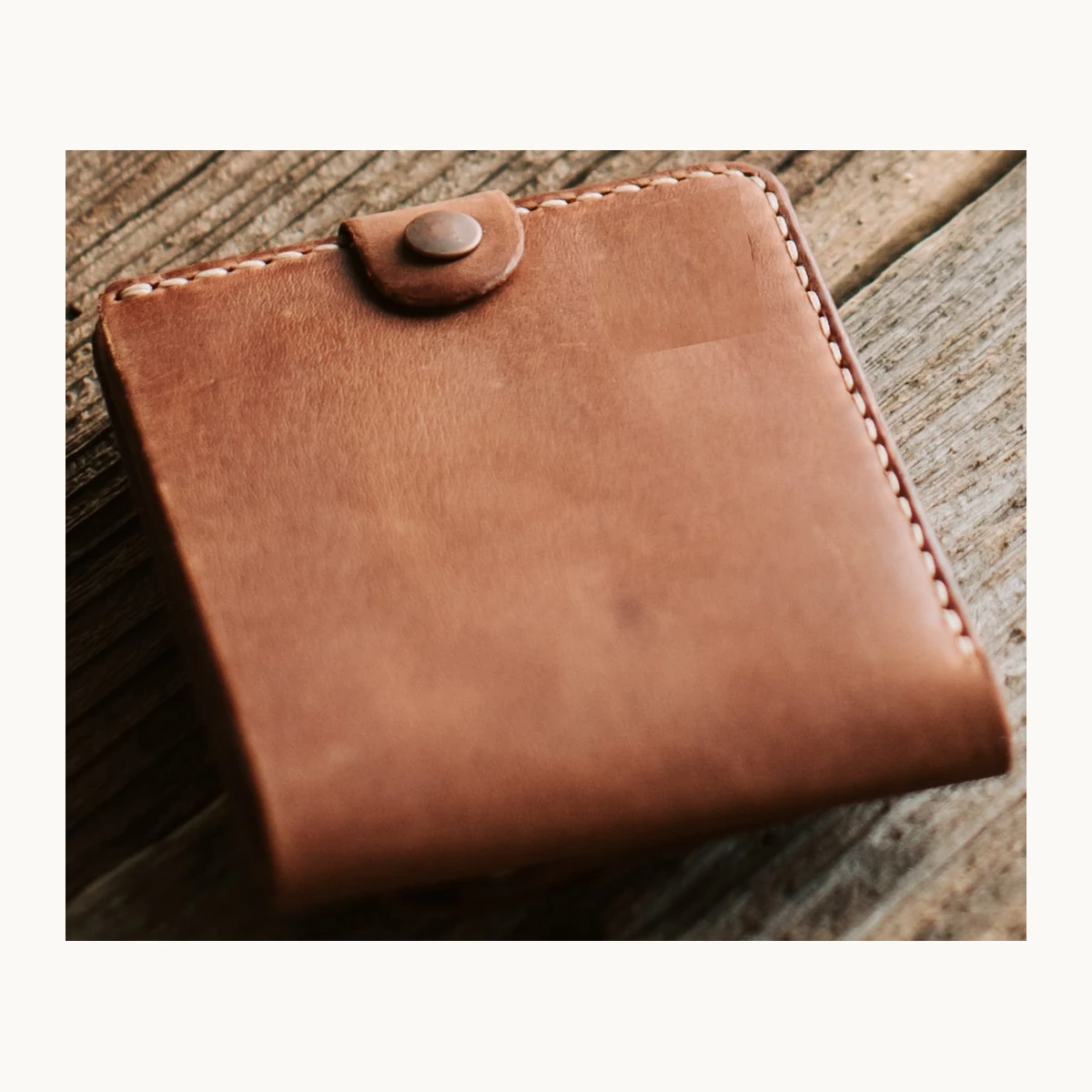 Rustic Saddle Brown Button-Flap Bifold Wallet